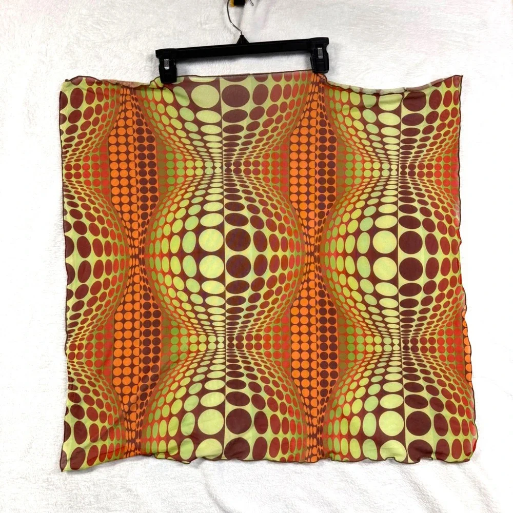 Psychedelic Scarf Headwrap Orange Dotted Mesh Optical Illusion Vector Abstract